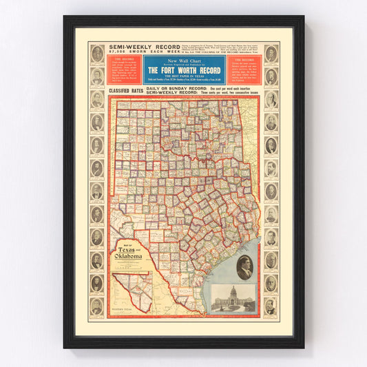 Vintage Map of Texas 1912