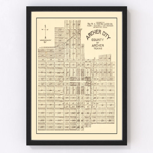 Vintage Map of Archer, Texas 1921