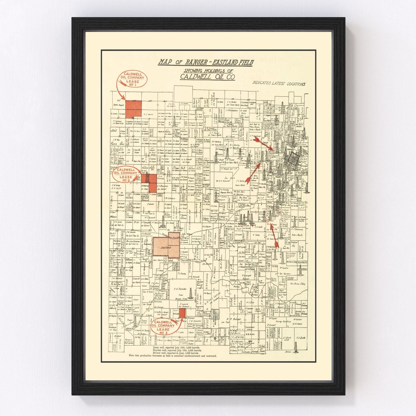 Vintage Map of Ranger, Texas 1918