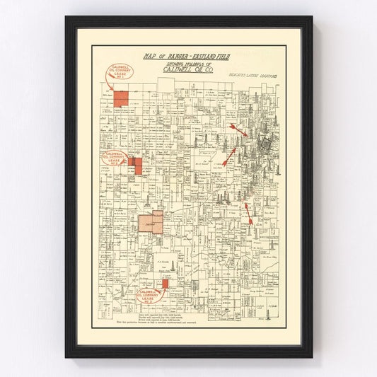 Vintage Map of Ranger, Texas 1918