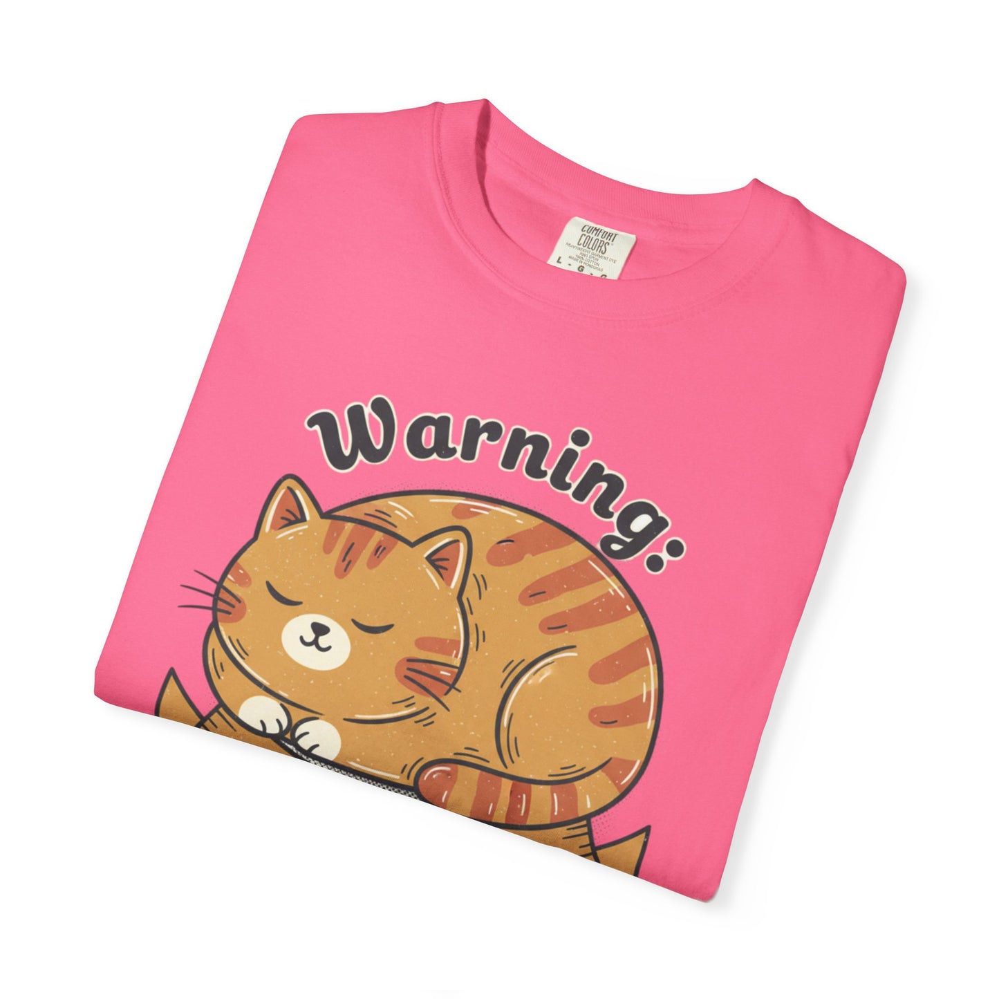Warning may nap at anytime T-shirt | Sleeping Orange Cat