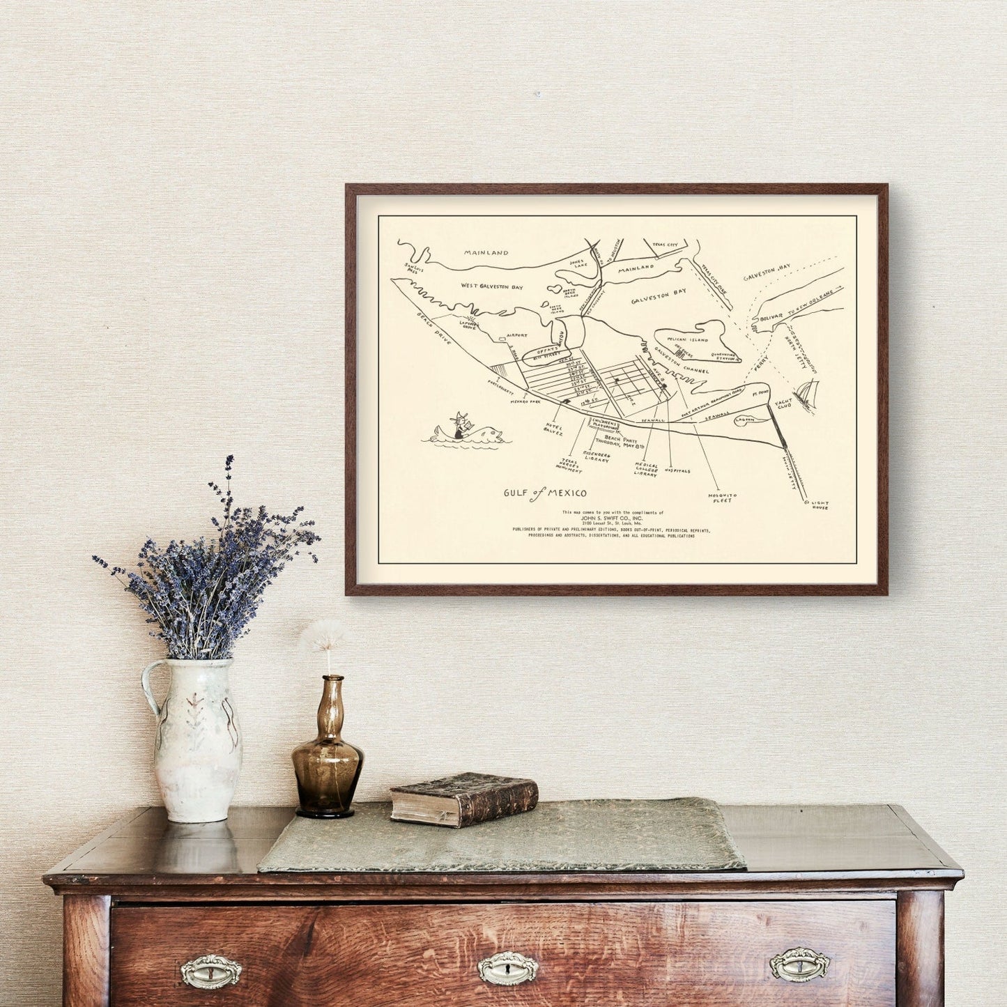 Vintage Map of Galveston, Texas 1922