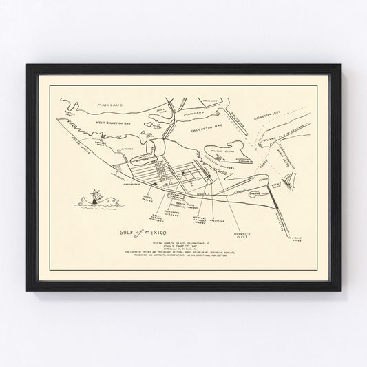 Vintage Map of Galveston, Texas 1922