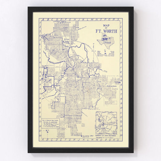 Vintage Map of Fort Worth, Texas 1917