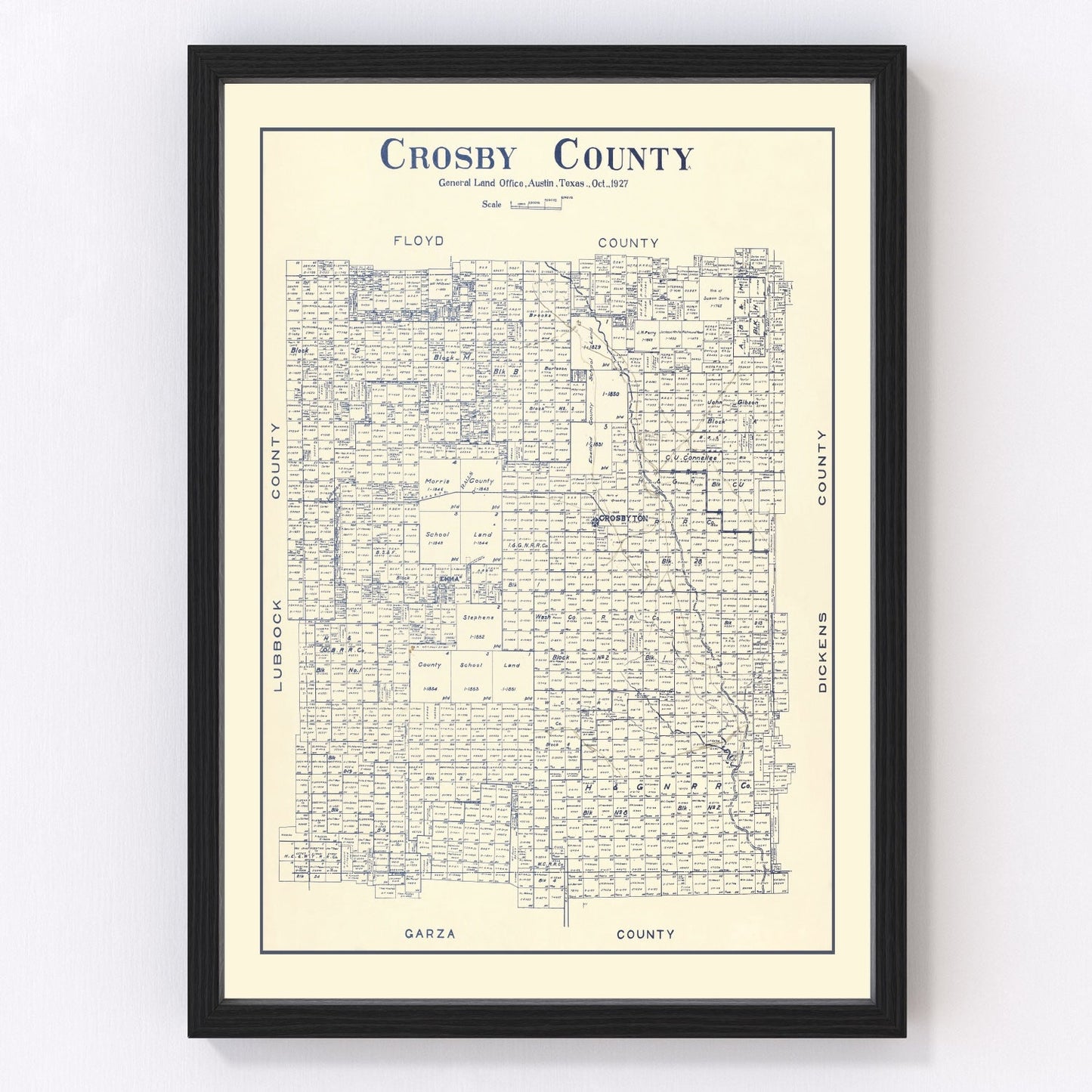 Vintage Map of Crosby County, Texas 1927