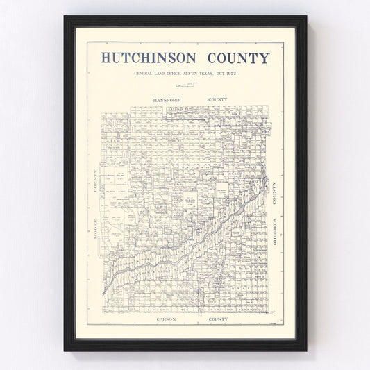 Vintage Map of Hutchinson County, Texas 1922