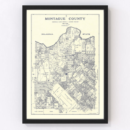 Vintage Map of Montague County, Texas 1924