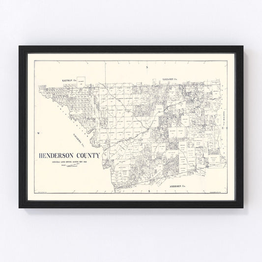 Vintage Map of Henderson County, Texas 1922