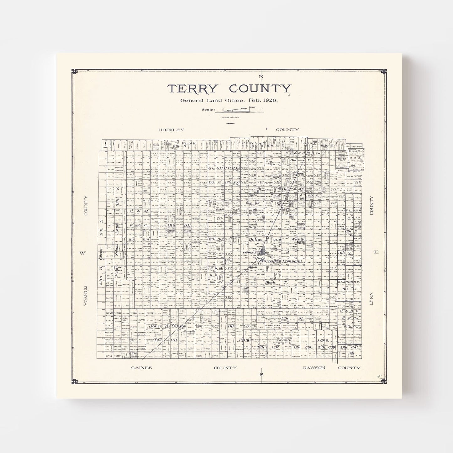 Vintage Map of Terry County, Texas 1926
