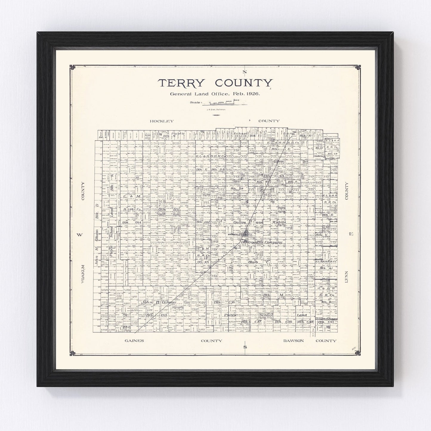 Vintage Map of Terry County, Texas 1926