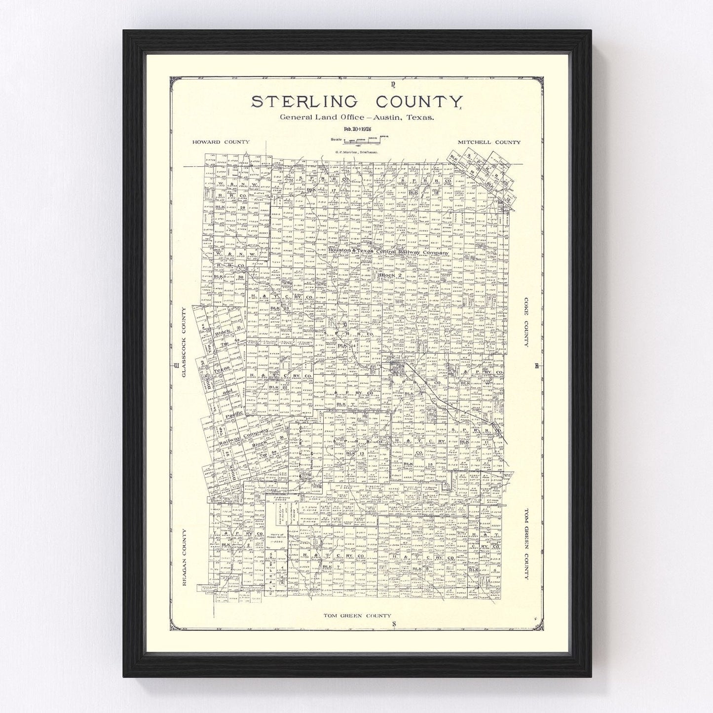 Vintage Map of Sterling County, Texas 1926