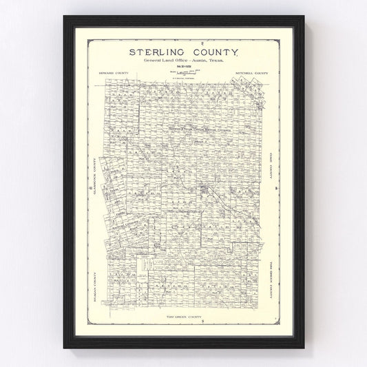Vintage Map of Sterling County, Texas 1926