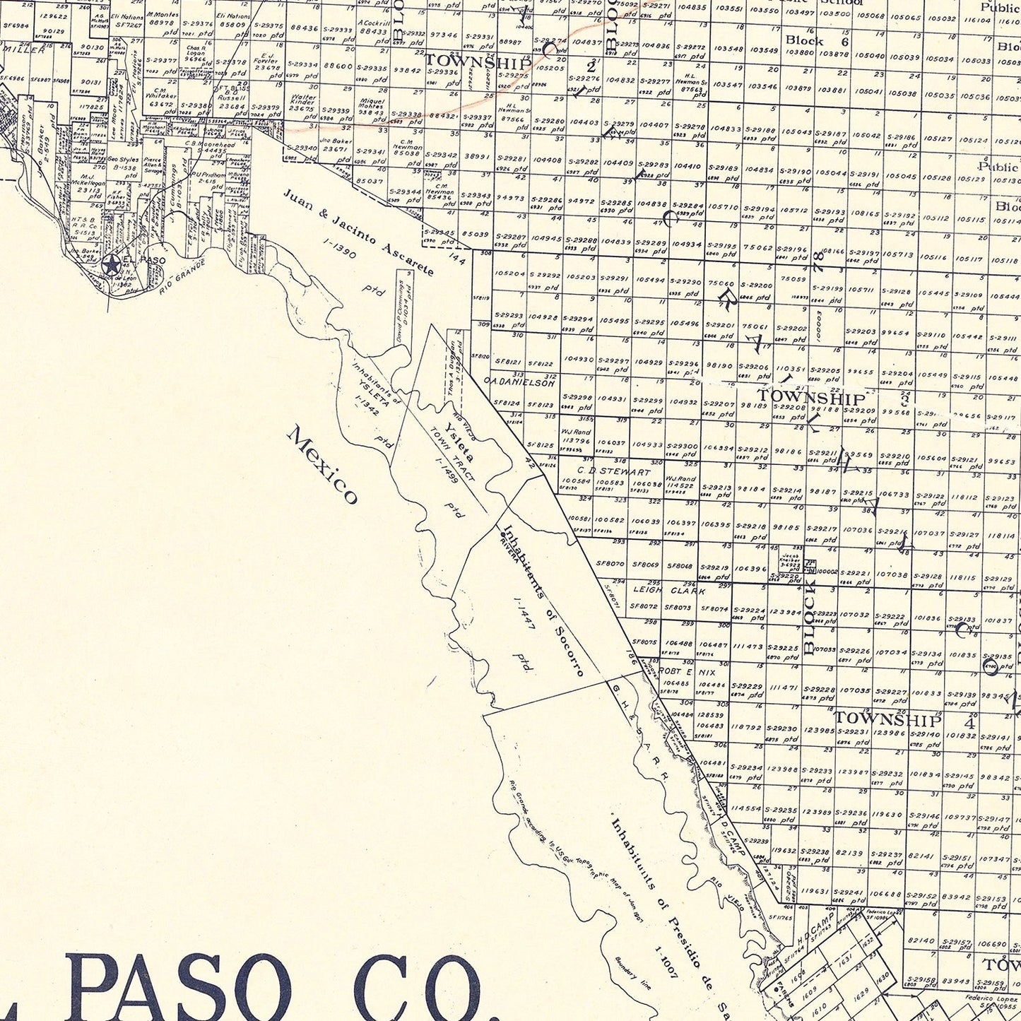 Vintage Map of El Paso County, Texas 1921