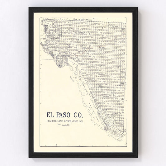 Vintage Map of El Paso County, Texas 1921