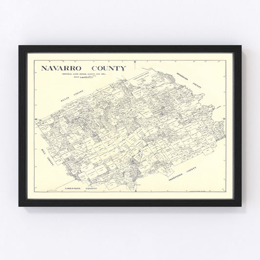 Vintage Map of Navarro County, Texas 1924