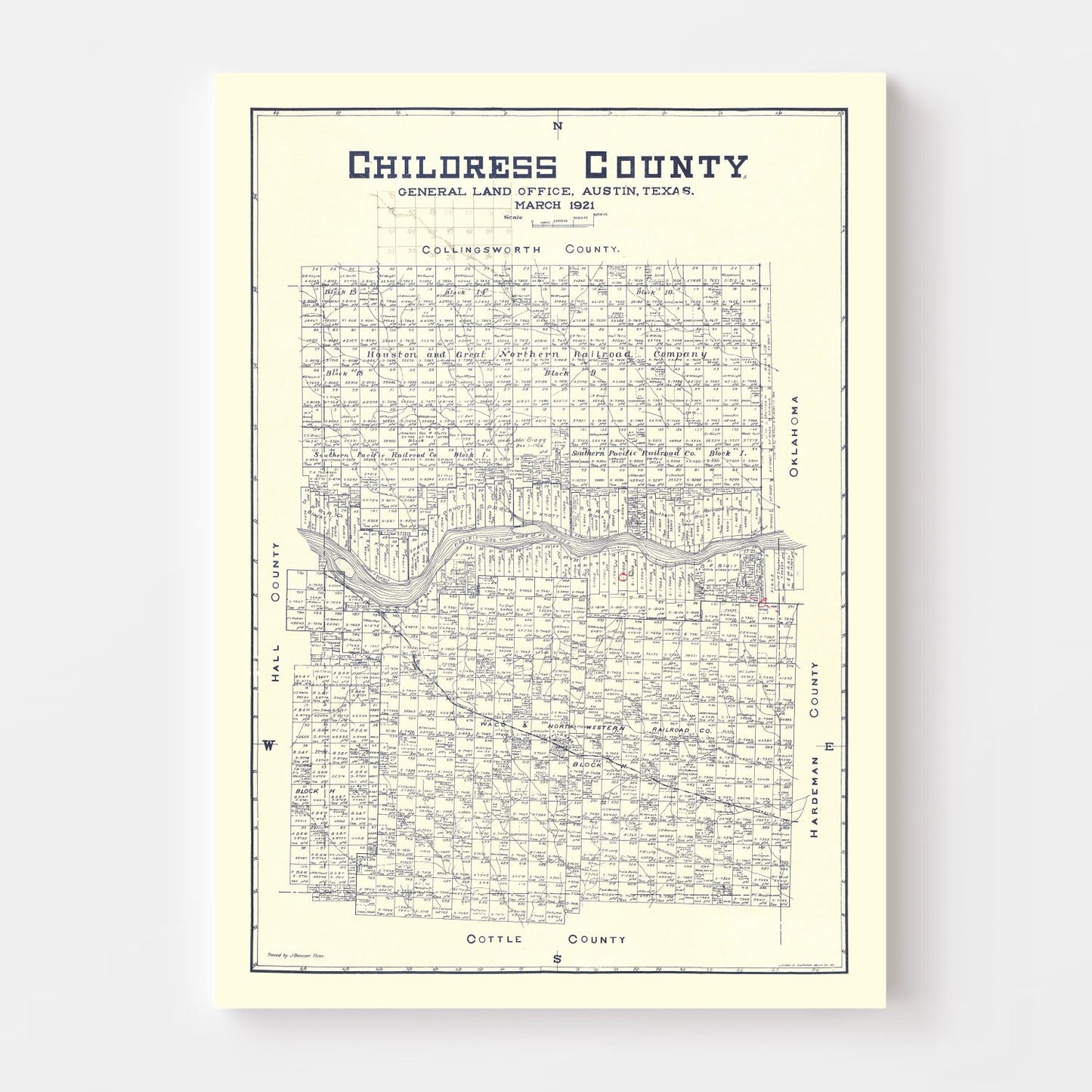 Vintage Map of Childress County, Texas 1921