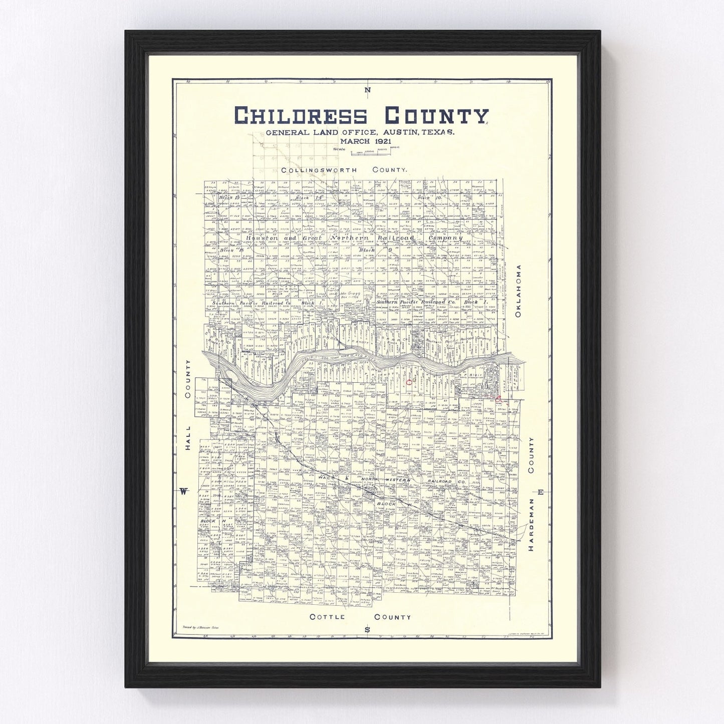 Vintage Map of Childress County, Texas 1921