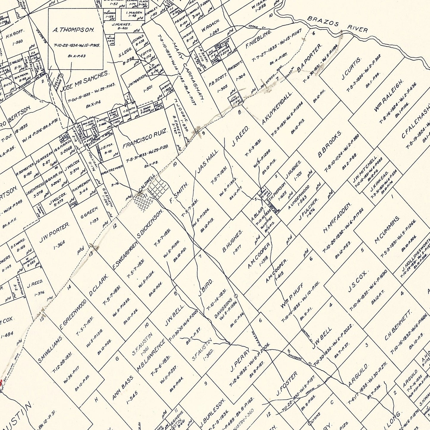 Vintage Map of Burleson County, Texas 1920