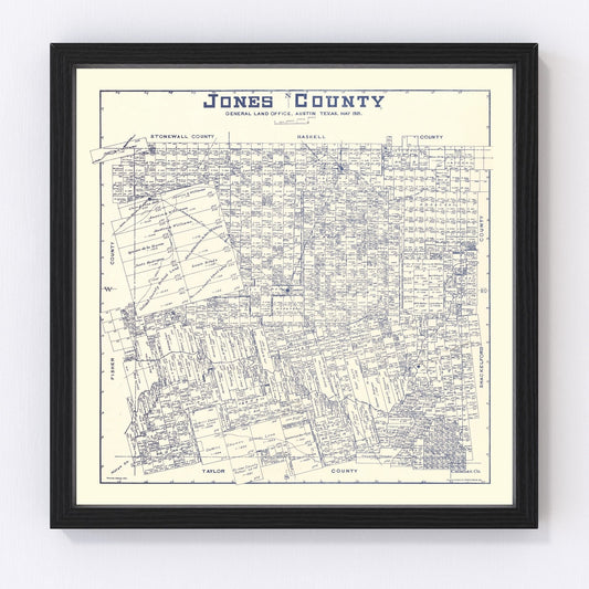 Vintage Map of Jones County, Texas 1921
