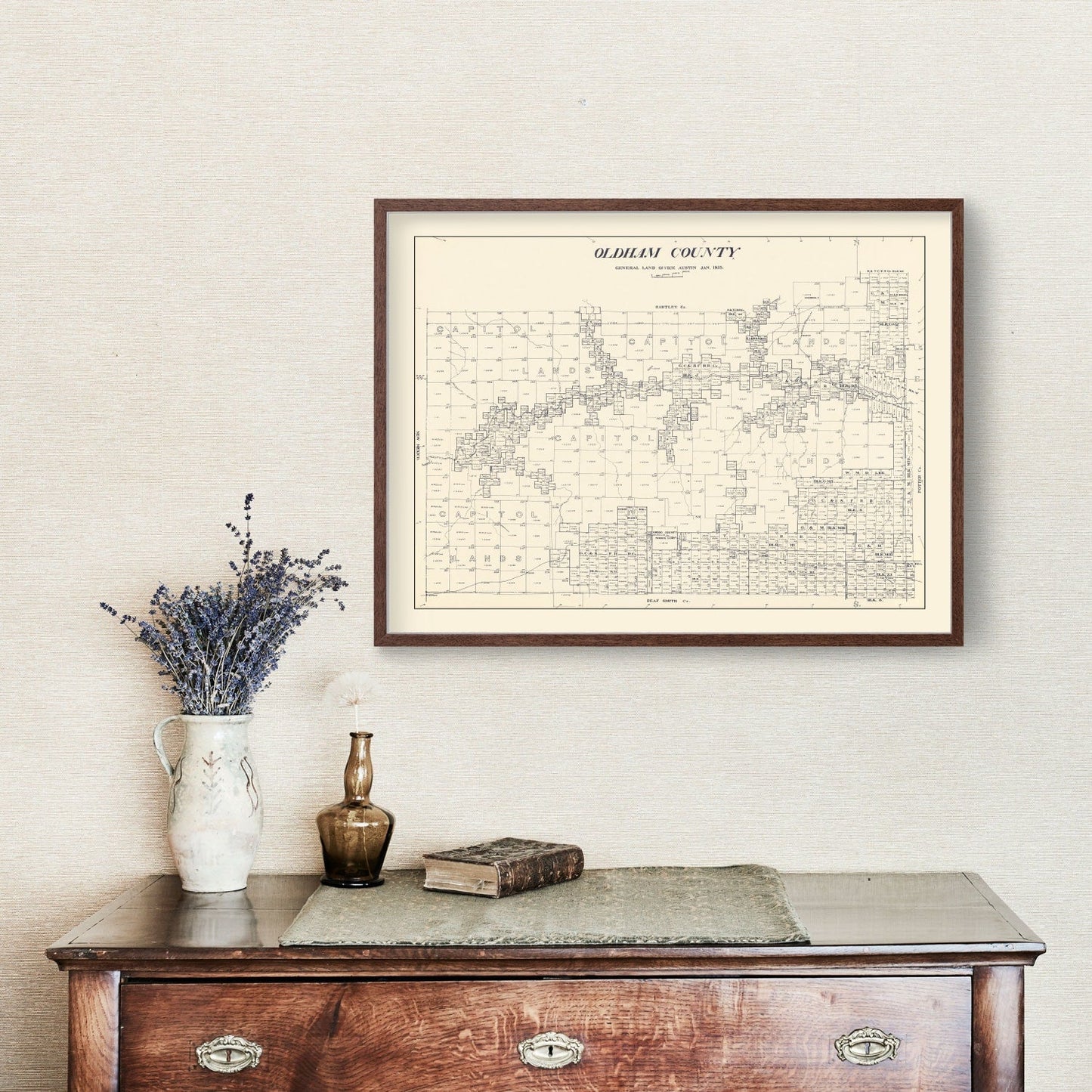 Vintage Map of Oldham County, Texas 1925