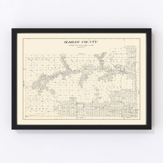 Vintage Map of Oldham County, Texas 1925