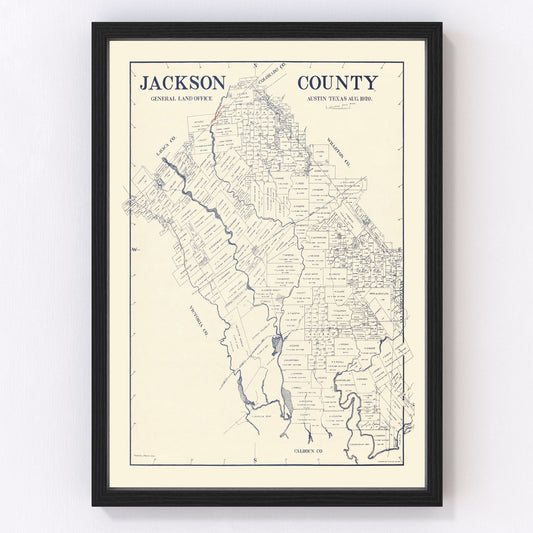 Vintage Map of Jackson County, Texas 1920