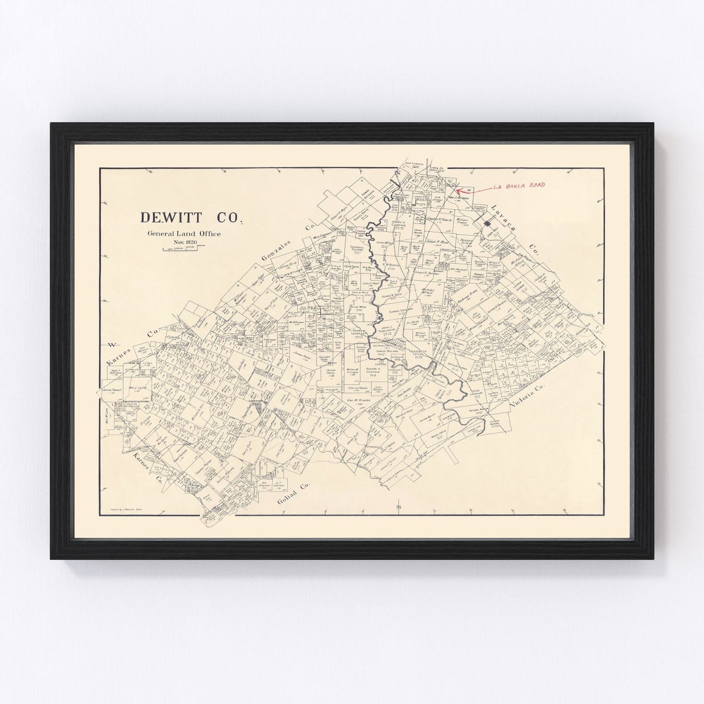 Vintage Map of DeWitt County, Texas 1920
