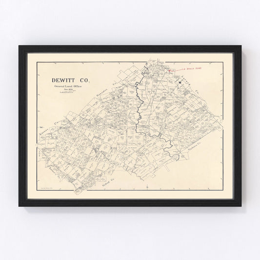 Vintage Map of DeWitt County, Texas 1920
