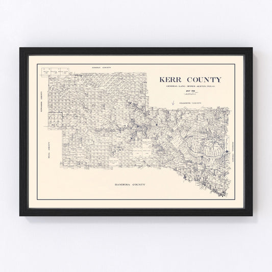 Vintage Map of Kerr County, Texas 1923