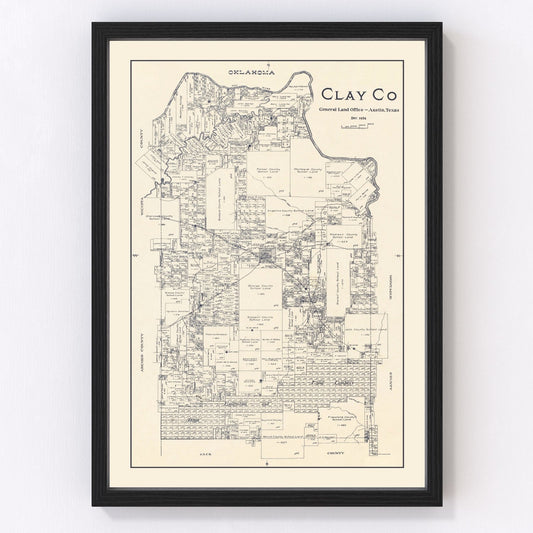 Vintage Map of Clay County, Texas 1924