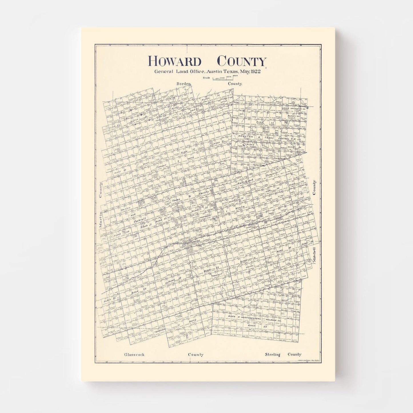 Vintage Map of Howard County, Texas 1922