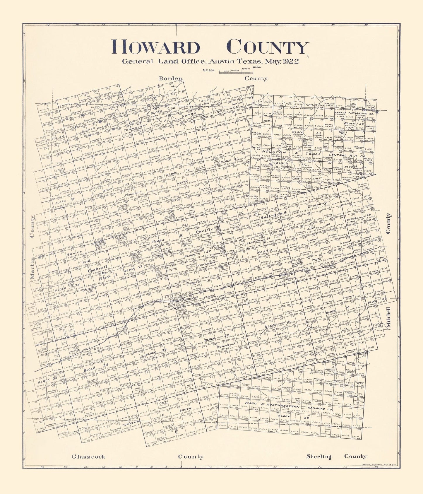 Vintage Map of Howard County, Texas 1922