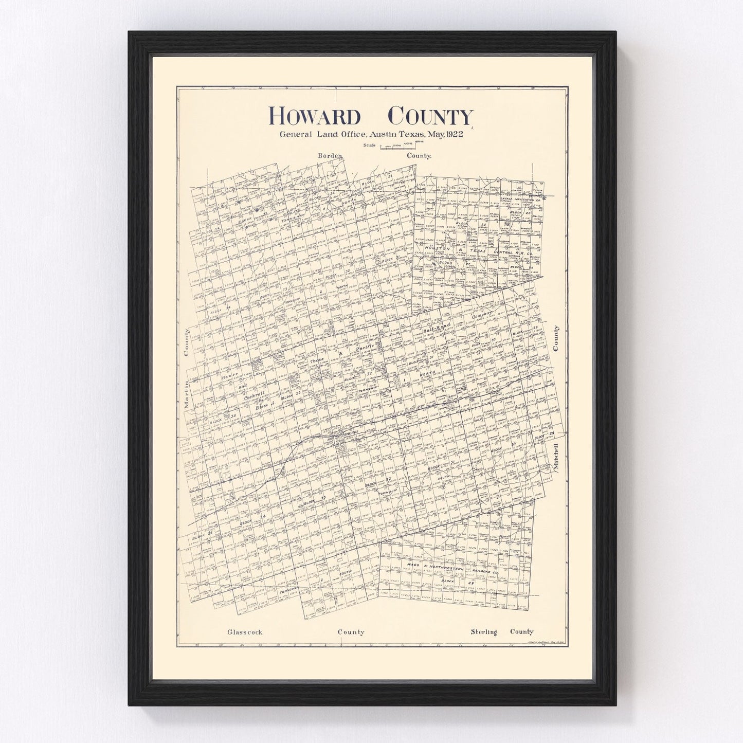 Vintage Map of Howard County, Texas 1922