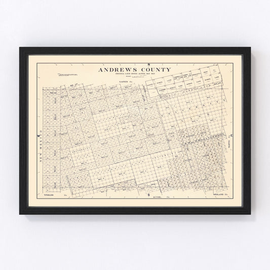 Vintage Map of Andrews County, Texas 1925