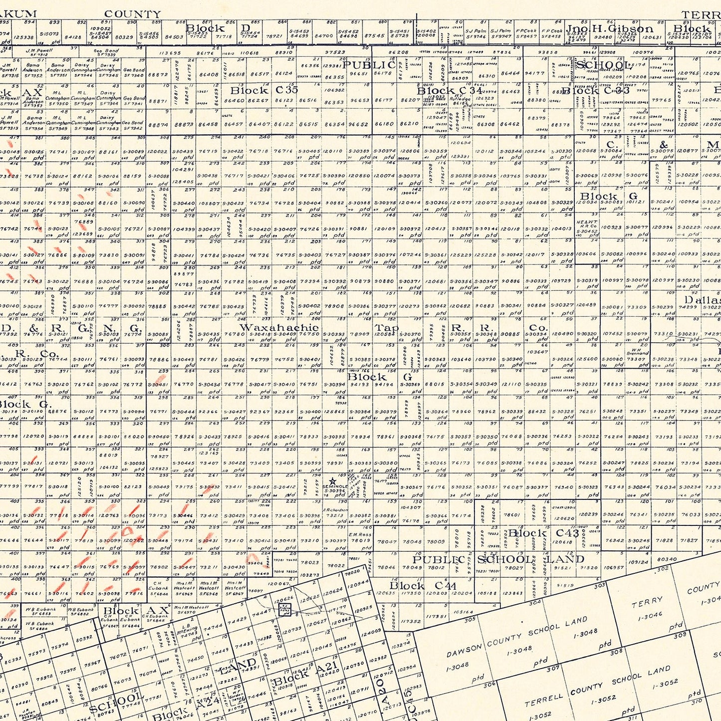 Vintage Map of Gaines County, Texas 1922