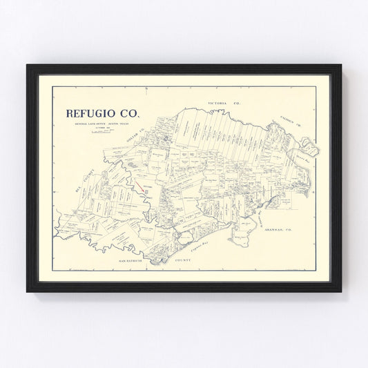 Vintage Map of Refugio County, Texas 1921