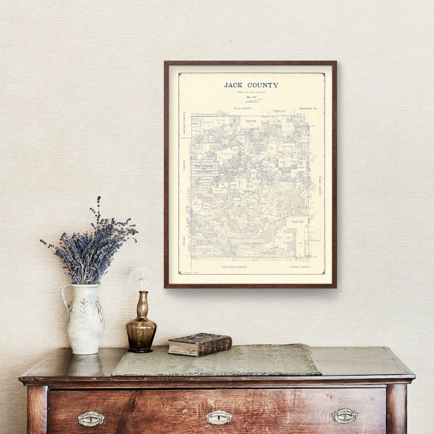 Vintage Map of Jack County, Texas 1925
