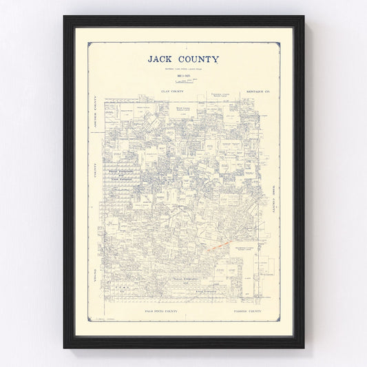 Vintage Map of Jack County, Texas 1925