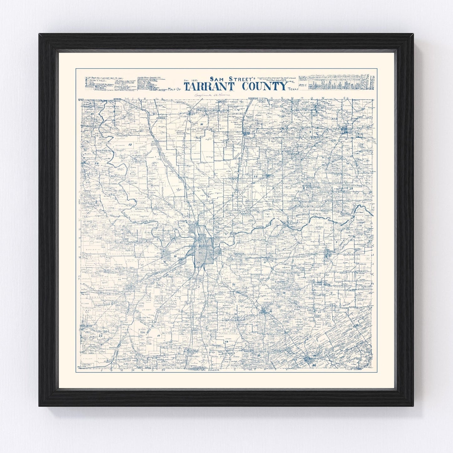 Vintage Map of Tarrant County, Texas 1925