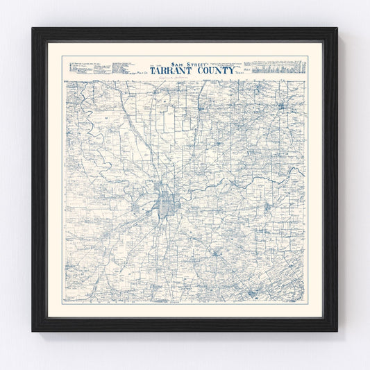 Vintage Map of Tarrant County, Texas 1925