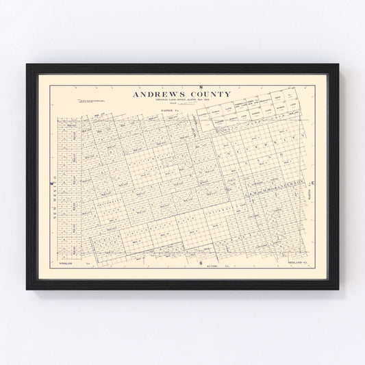 Vintage Map of Andrews County, Texas 1925