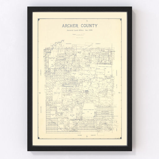 Vintage Map of Archer County, Texas 1926