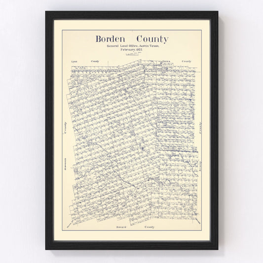 Vintage Map of Borden County, Texas 1922