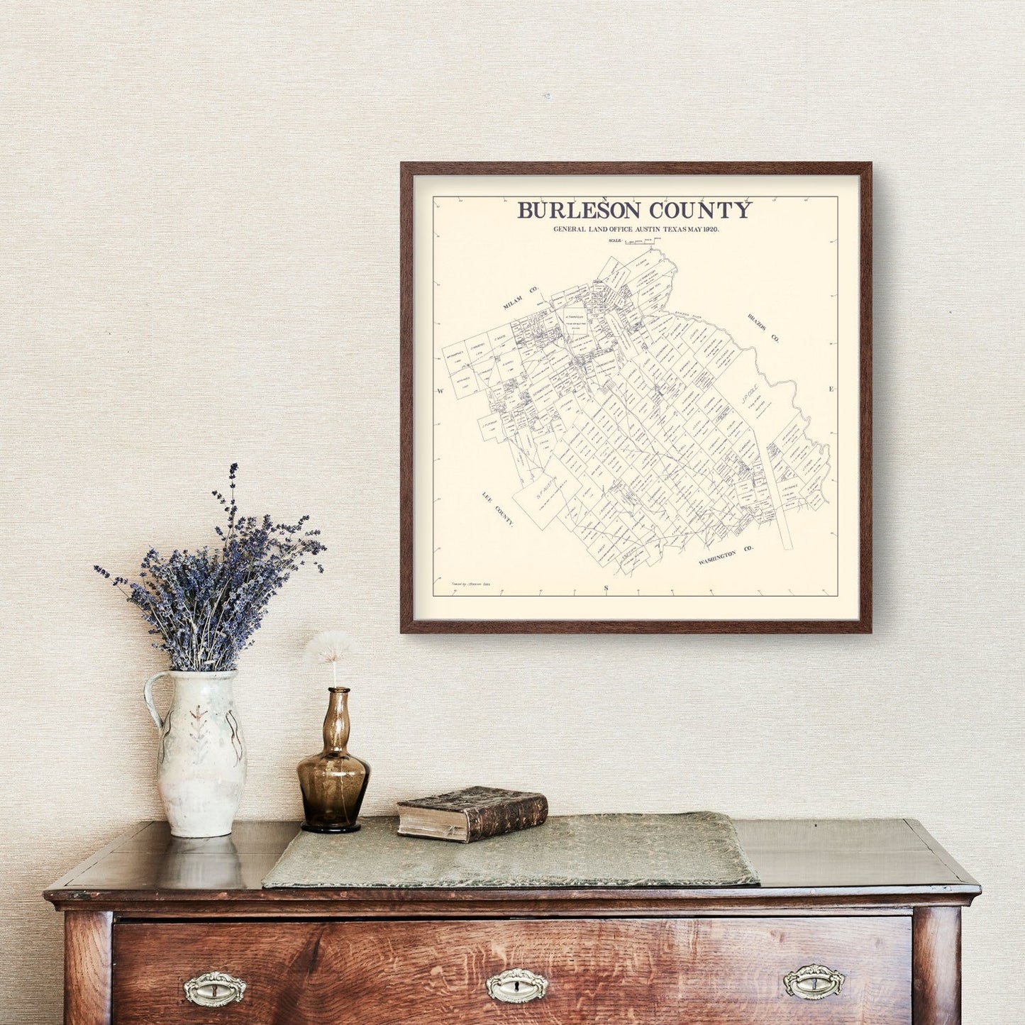 Vintage Map of Burleson County, Texas 1920
