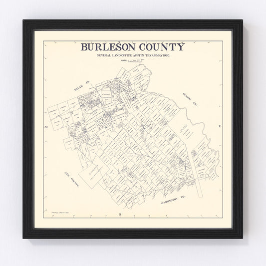 Vintage Map of Burleson County, Texas 1920