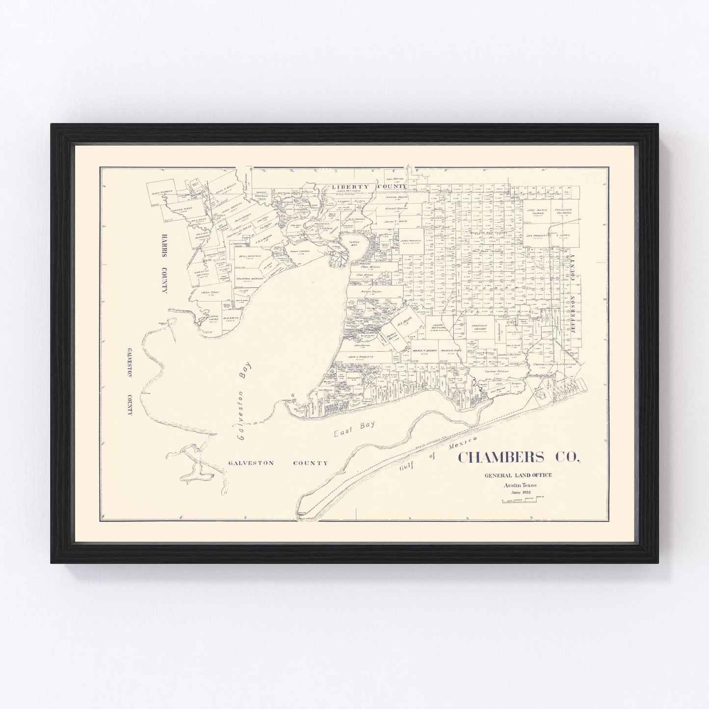 Vintage Map of Chambers County, Texas 1922
