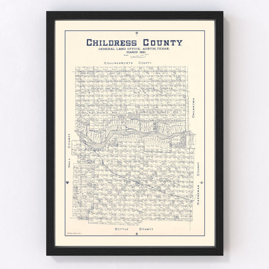 Vintage Map of Childress County, Texas 1921