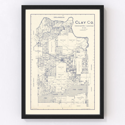 Vintage Map of Clay County, Texas 1924