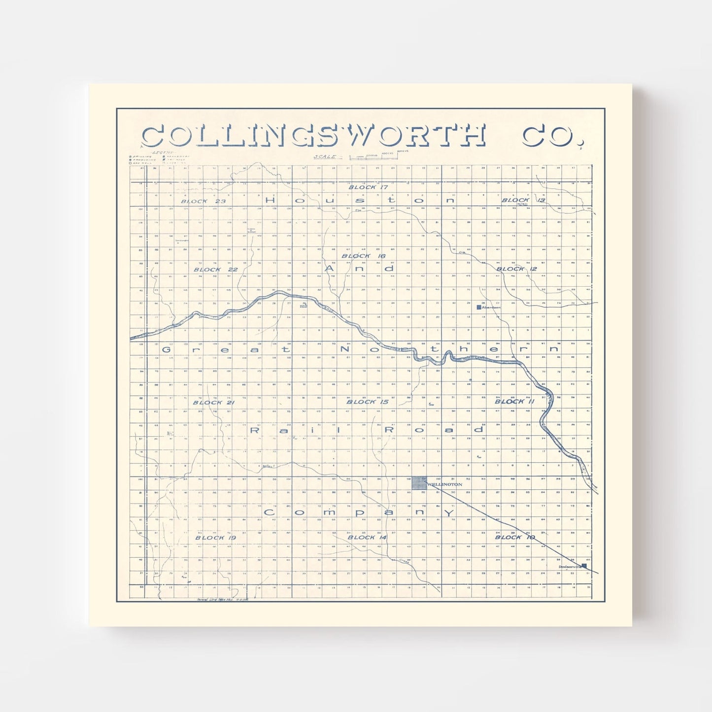 Vintage Map of Collingsworth County, Texas 1926