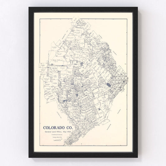 Vintage Map of Colorado County, Texas 1920